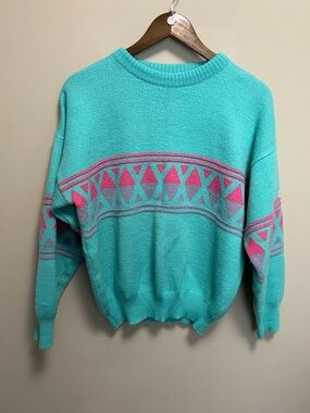Craft of Sweden Vintage 90s Wool Blend Geometric Sweater Size Large